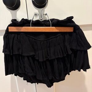 Black Ruffled Mini Skirt